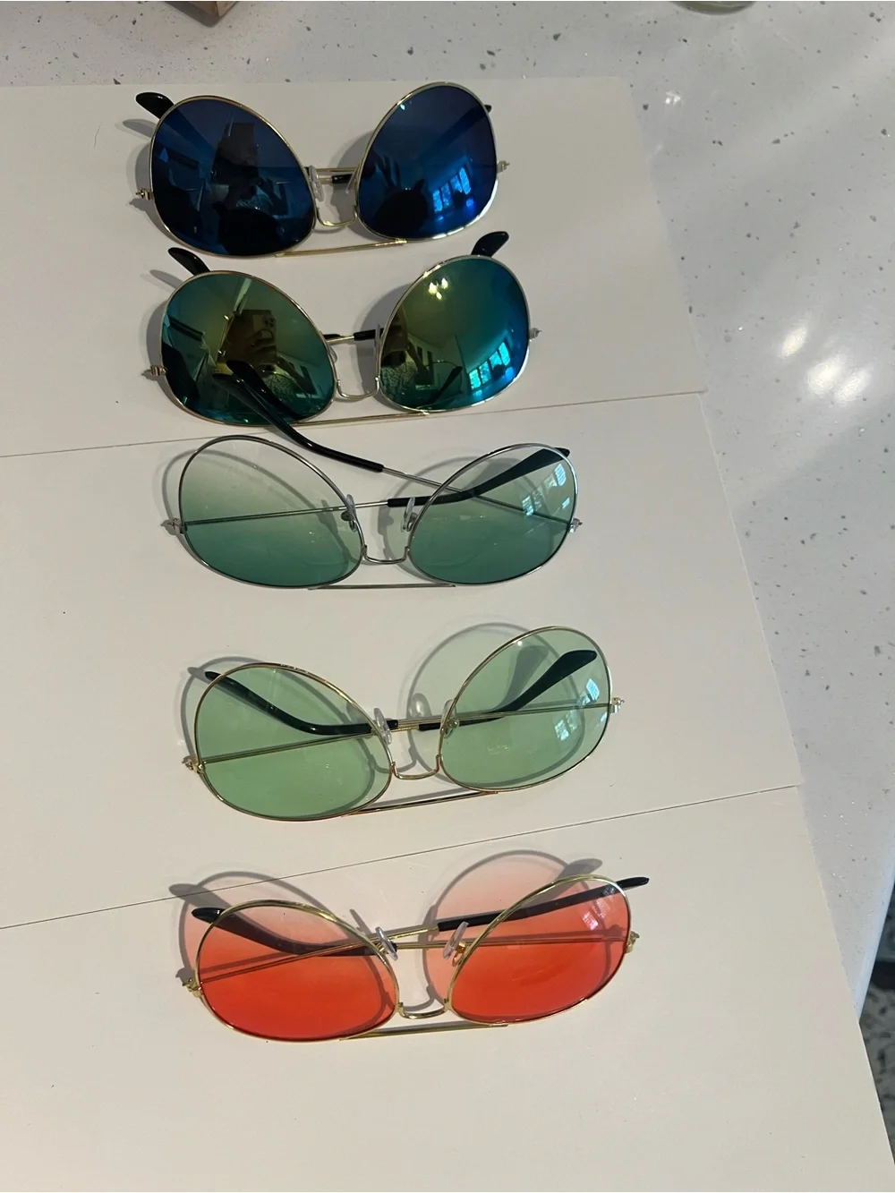 Aviator Sunglasses - Set of 5 Party Favors Black, Green & Orange Lens Options